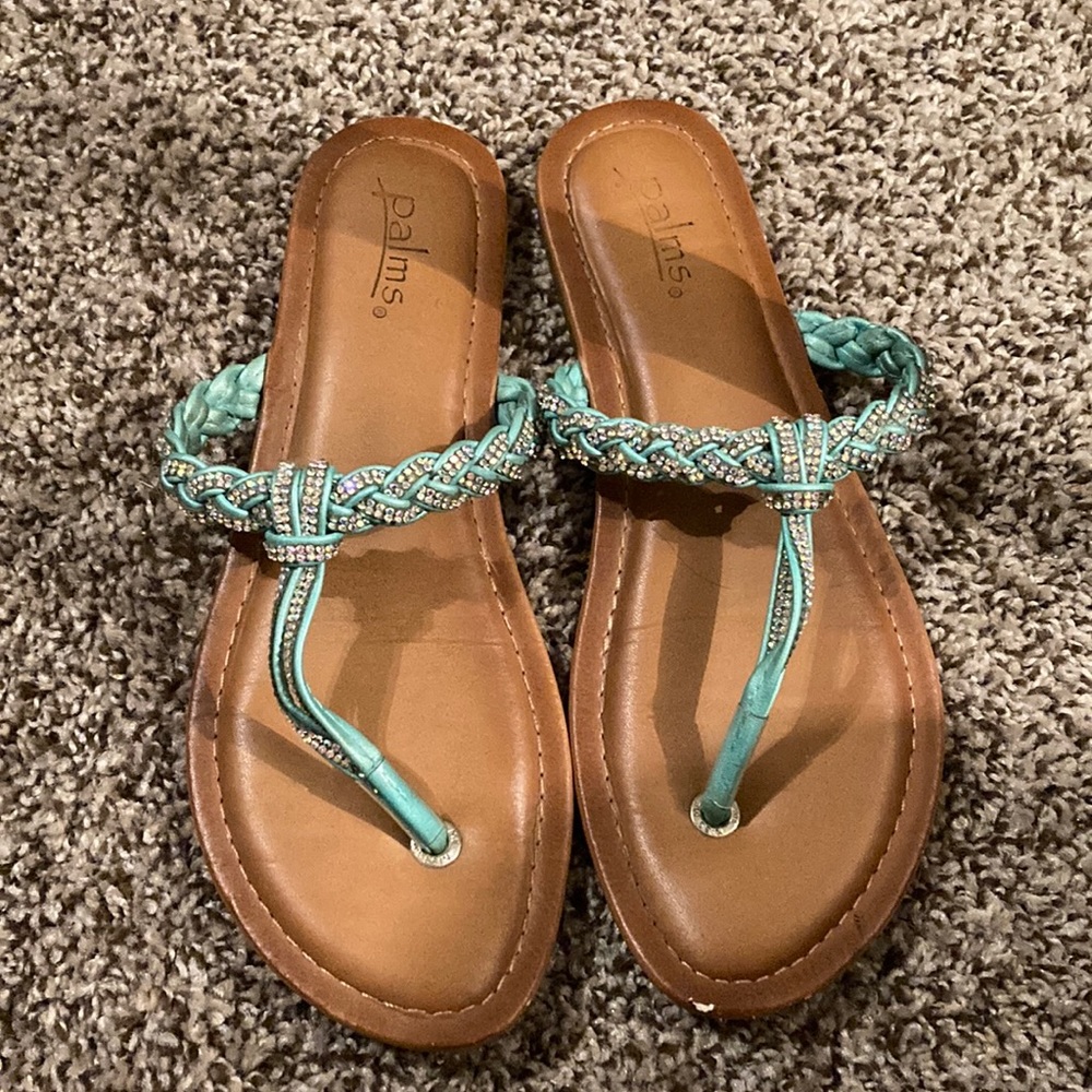 Teal Rhinestone sandals